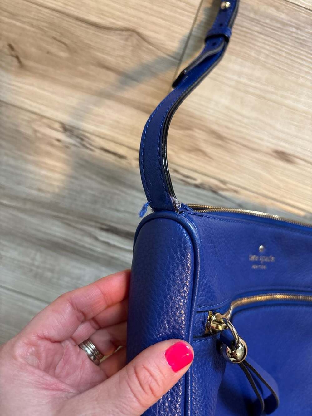 Kate Spade Kate Spade Pebbled Leather Top Zip Crossbody Sapphire - Picture 3 of 13